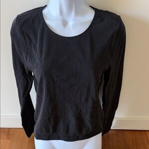 Lululemon Athletica black floral lace long sleeve shirt